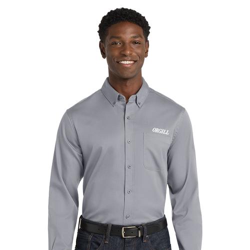 Men's Grey Long Sleeve Twill Shirt