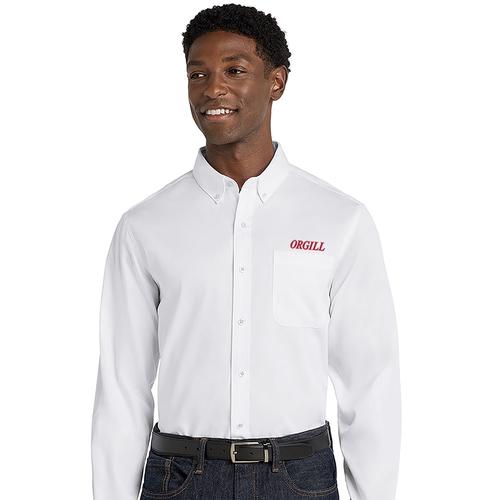 Men's White Long Sleeve Twill Shirt