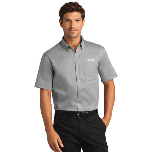 Men's Grey Short Sleeve Twill Shirt